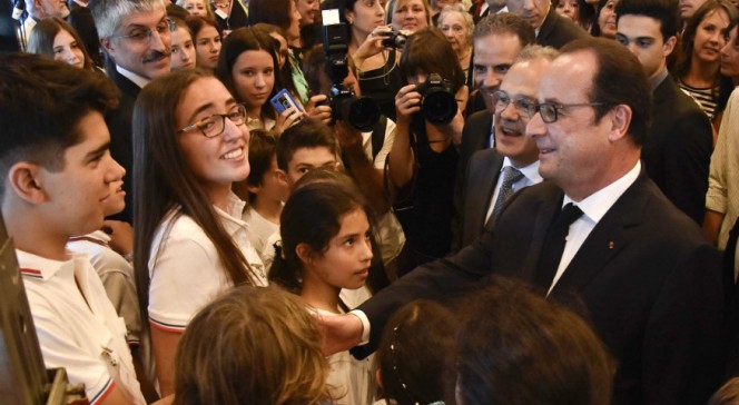 Visite du président de la République à Montevideo : échanges avec les élèves du lycée Jules-Supervielle