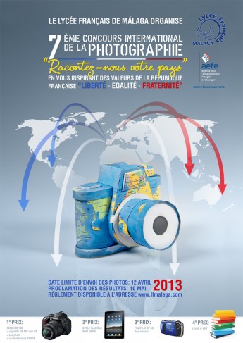 Affiche du 7e concours international de la photographie organisé par le lycée français de Málaga dans le cadre d&#039;une APP 