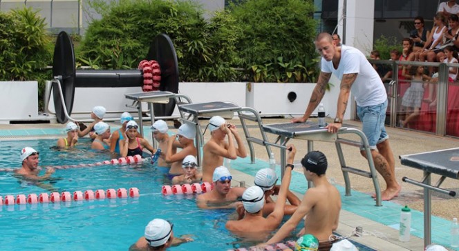 Singapore swim stars : séance d&#039;entraînement avec Frédérick Bousquet pour les nageurs du LFS