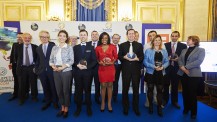 Trophées des Français de l'étranger 2018 : les lauréats avec les parrains des différentes catégories au Quai d'Orsay 