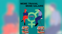 Concours d’affiches "Égalité professionnelle" 2022 – Affiche finaliste - Lycée Descartes, Rabat, Maroc ("Ensemble pour l’égalité. Même travail, même salaire")