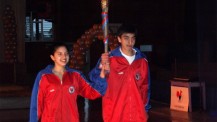 Les porteurs de la flamme des Jeux inter-alliances - Osorno 2013