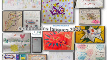 Semaine/mois des langues : mosaïque de dessins d'élèves en CE2 à Lagos